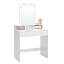 Coiffeuse - HELLOSHOP26 - Modèle avec miroir - 9 ampoules - 2 tiroirs - 3 compartiments