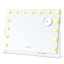 Miroir coiffeuse contrôle tactile 15 ampoules LED ports de charge miroir grossissant détachable 10x 3