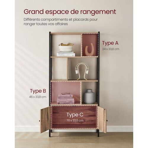 Étagère de rangement - HELLOSHOP26 - ALINRU - 4 niveaux - Acier - Style industriel 1