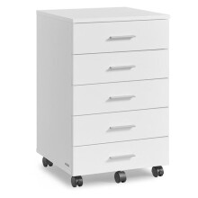 Caixa de escritório com rodízios - HELLOSHOP26 - 5 gavetas - Branco - 40 x 42 x 65,7 cm - Mobilidade fácil