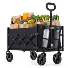 Chariot de transport pliable - HELLOSHOP26 - Noir - 4 roues renforcées - 90 litres - 150 kg de charge