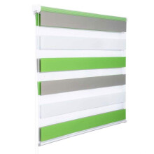 Store enrouleur zebra day and night rouleau double couche 45x150 cm blanc vert gris