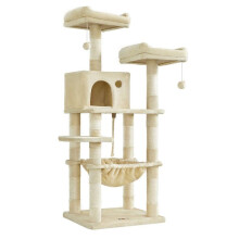 Árvore de gato estável com ninho altura de 143 cm cinza claro 12_0003879