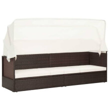 Transat silla larga tumbona jardín terraza mueble de exterior con toldo de resina