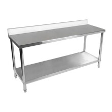 Table de travail en inox avec dosseret 180 x 60 cm capacité de 170 kg