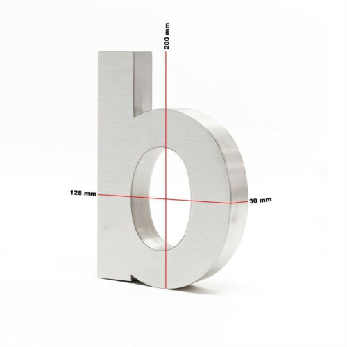 Plakette Hausnummer "b" Edelstahl 20 cm Arial 3D Montagematerial 1