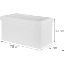 Banket met opbergruimte en kunstleren deksel 75 cm wit 13_0000372
