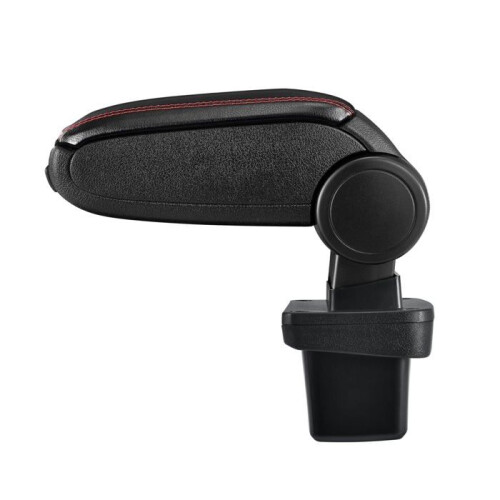 Bracciolo centrale per VW Golf 7 con scomparto imbottito in pelle sintetica nera con cuciture rosse. 1