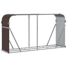 Porta-legna - HELLOSHOP26 - 180x45x100 cm - Acciaio zincato - Marrone - Giardino esterno
