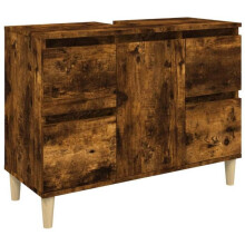 Badmöbel - HELLOSHOP26 - Waschtischschrank - Ingenieurholz - Rauch-Eiche - 80 x 33 x 60 cm