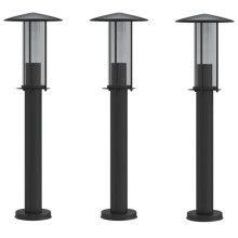 Lampadaires d'extérieur 3 pcs 60 cm acier inoxydable noir 02_0042551