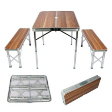 Tavolo pieghevole valigia alluminio 2 panchine tavolo da campeggio finitura 90 cm in legno festa