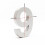 Hausnummernschild "9" Edelstahl 20 cm Arial 3D Montagematerial 5