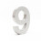 Hausnummernschild "9" Edelstahl 20 cm Arial 3D Montagematerial 1