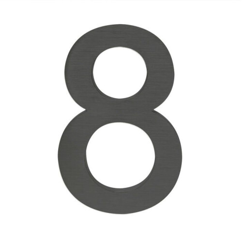 Plaque numero maison "8" arial anthracite 3D 20cm acier fin resistant intemperie 2