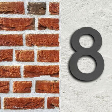 Placa número da casa "8" arial antracite 3D 20cm aço fino resistente a intempéries
