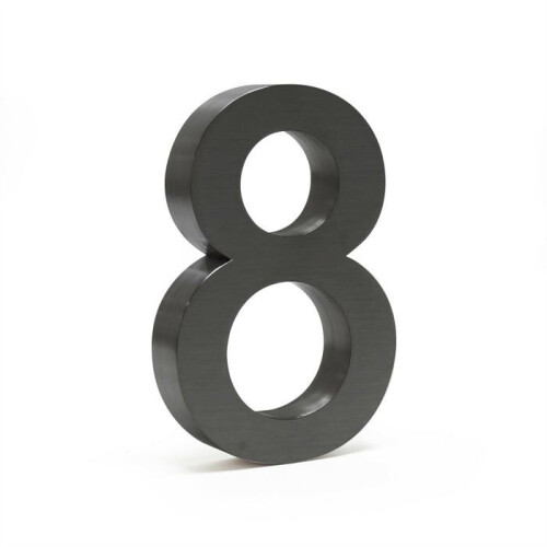 Plaque numero maison "8" arial anthracite 3D 20cm acier fin resistant intemperie 1