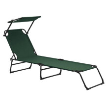 Tumbona plegable con parasol de acero PVC poliéster 187 cm gris claro 03_0000988