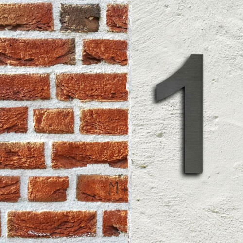 Plaque numero maison "1" arial anthracite 3d 20cm acier fin resistant intemperie
