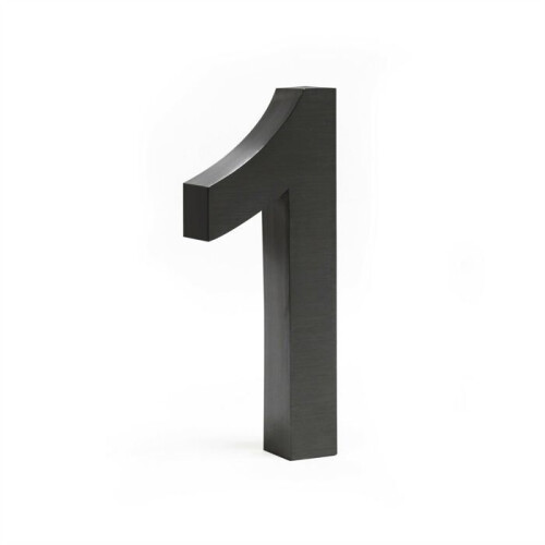 Plaque numero maison "1" arial anthracite 3d 20cm acier fin resistant intemperie 1