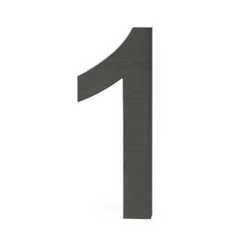 Plaque numero maison "1" arial anthracite 3d 20cm acier fin resistant intemperie 2