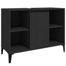 Badezimmermöbel - HELLOSHOP26 - Unter Waschbecken - Ingenieurholz - Schwarz - 80x33x60 cm