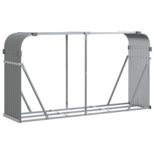 Porta legna - HELLOSHOP26 - 180x45x100 cm - Acciaio galvanizzato - Grigio chiaro - Rangemento esterno