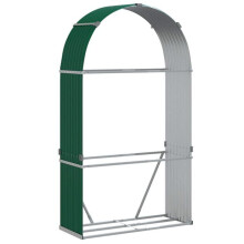 Porta legna - HELLOSHOP26 - 120x45x210 cm - Acciaio zincato - Verde - Resistente alle intemperie