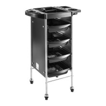 Kapsalon service tafel - HELLOSHOP26 - Zwart - 4 lades - Kunststof en staal - Mobiliteit met wielen