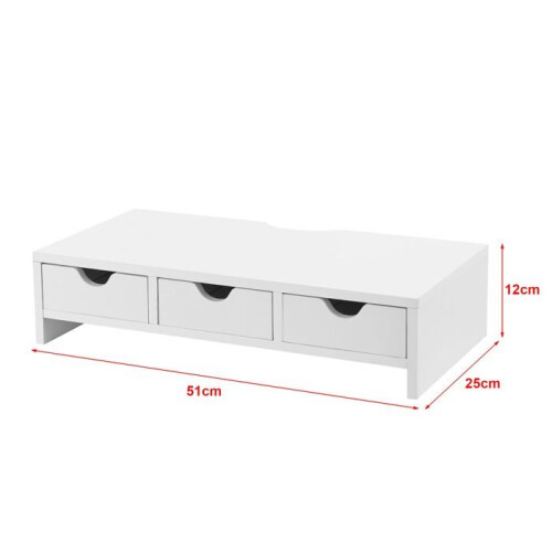 Supporto per schermo - HELLOSHOP26 - Rialzo - MDF - Bianco - 3 cassetti di stoccaggio 1