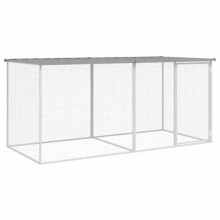 Hühnerstall mit Überdachung 203 x 98 x 90 cm aus verzinktem Stahl grau 02_0043983