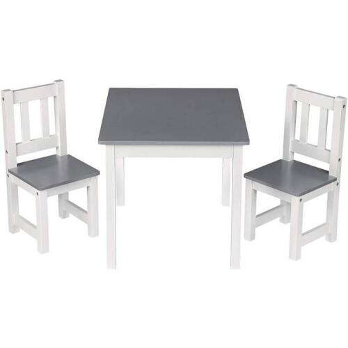 Mesa para crianças com 2 cadeiras branco-cinza 19_0000199