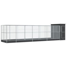 Volière cage à oiseaux avec extension argenté 830 x 203 x 216 cm acier Argent 02_0045663