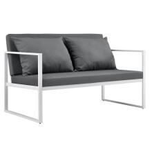 Sofá exterior - HELLOSHOP26 - 70x114x60 cm - Metal branco - 2 pessoas - Design elegante