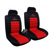 Set di 2 coprisedili taglia universale nero rosso 19_0001058