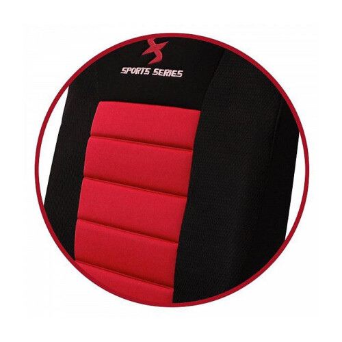 Set di 2 coprisedili taglia universale nero rosso 19_0001058 2