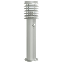 Lampadaire d'extérieur avec capteur argenté acier inoxydable Argent 02_0042526