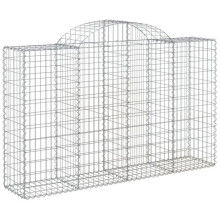 Panier de gabions clôture cage mur de soutènement arqué 200 x 50 x 120/140 cm fer galvanisé Argent 02_0040022