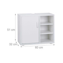 Móvel de banheiro - MDF - Branco - 1 porta - 3 prateleiras - Sob a pia