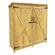 Cabane abri de jardin - HELLOSHOP26 - 135 x 50 x 162 cm - Bois d'épicéa - Toit en goudron - 2 portes battantes