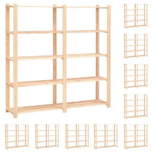 Vijf niveaus opslagmeubelen rekken 10 stuks 170 x 38 x 170 cm Vurenhout 500 kg beige 02_0045728