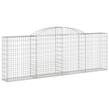 Panier de gabions clôture cage mur de soutènement arqué 300 x 30 x 100/120 cm fer galvanisé Argent 02_0040049