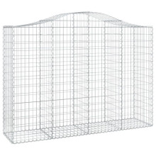Panier de gabions clôture cage mur de soutènement arqué 200 x 50 x 140/160 cm fer galvanisé Argent 02_0040027
