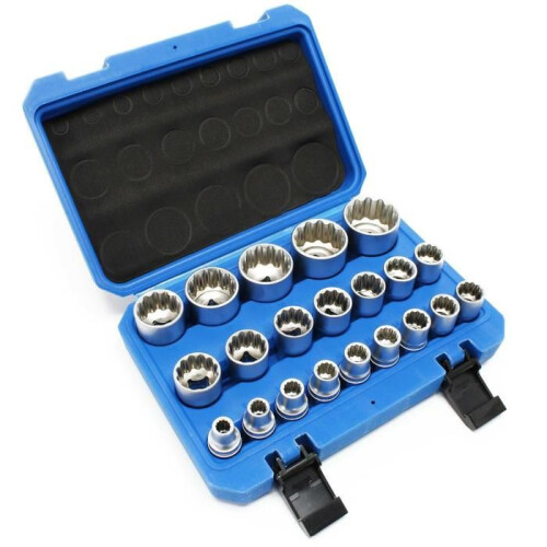 Coffret jeu de douilles - HELLOSHOP26 - 21 pcs - Acier au chrome vanadium - 12 pans - Multicolore