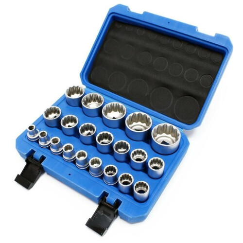 Coffret jeu de douilles - HELLOSHOP26 - 21 pcs - Acier au chrome vanadium - 12 pans - Multicolore 1