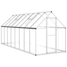 Tenda de estufa abrigo para plantas flores legumes com estrutura de base prateada 445 x 169 x 195 cm alumínio Prata 02_0044525
