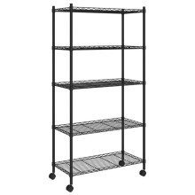 Opslagrek 5 niveaus wielen 75 x 35 x 155 cm 250 kg zwart 02_0045700