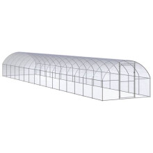 Poulailler enclos cage poules d'extérieur 3 x 16 x 2 m acier galvanisé Argent 02_0044002