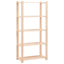 Opslagrek 5 niveaus 80 x 38 x 170 cm Massief grenen 250 kg beige 02_0045713