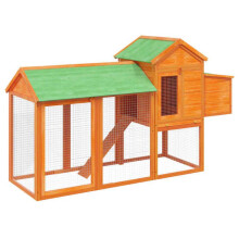 Poulailler enclos cage poules 193 x 65 x 117 cm bois massif de pin marron 02_0043899